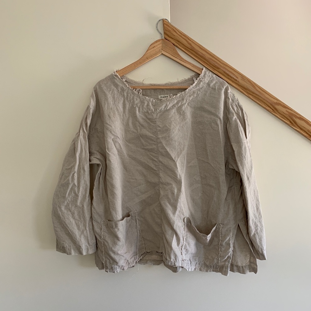 Maiwa natural linen top